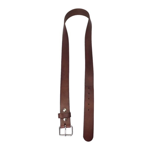 Men's Belt Leather Super Heavy Duty Thick Wide Sturdy Brown Work Roller Buckle - Picture 3 of 6